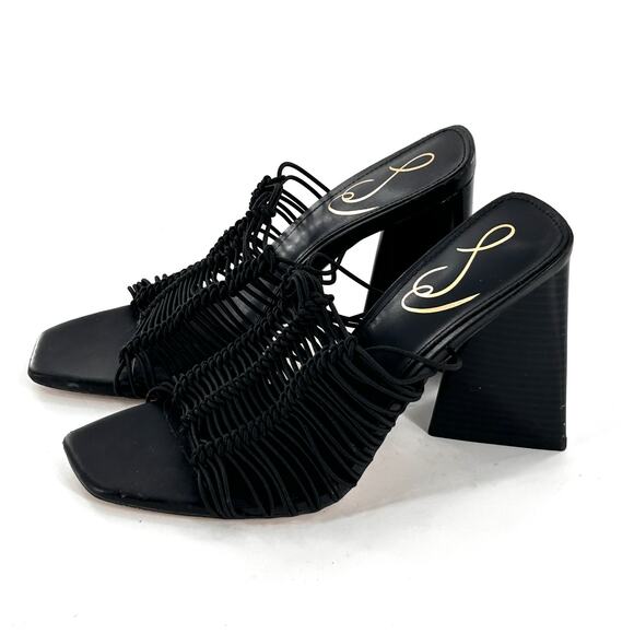 Sam Edelman Laurette Heels 6.5 Black NWOT Sandals Strappy Square Toe 90s Mules - Picture 5 of 8